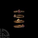 Tudor 'Thames' 'Two Hearts United' Posy Ring with Garnet