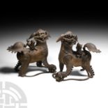 Chinese Qing Foo Lion Dog Pair