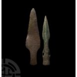 Museum Displayed British Bronze Age Chalcolithic Copper Dagger, Spear and Artefact Group