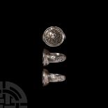 Post Medieval Silver Memento Mori and Fede Ring with Skull and crossed Bones