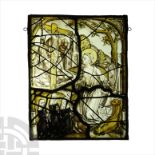 Medieval Stained Glass Panel with The Vision of St Jermone with Donors