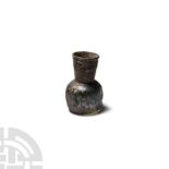 Roman Iridescent Glass Vessel with Ribbed Neck