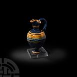 Greek Cobalt Blue Core-Formed Glass Oinochoe