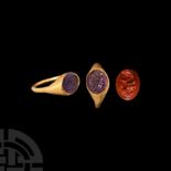 Roman Gold Ring with Goddess Gemstone