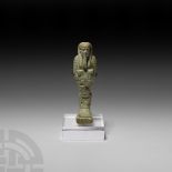 Egyptian Glazed Shabti of Pa-di-Osiris Born of the Lady of the House of Isis