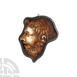 Medieval French Stained Glass Head of a Bearded Man