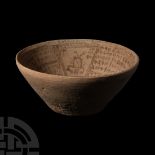 Jewish Magic Bowl with Painted Demon and Aramaic Incantation Against Evil Spirits