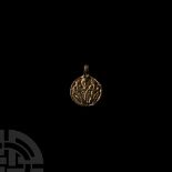 Scandinavian Viking Gilt Silver Pendant with Odin Gripping Two Ravens