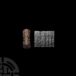 Large Mesopotamian Cylinder Seal with Contest Scenes