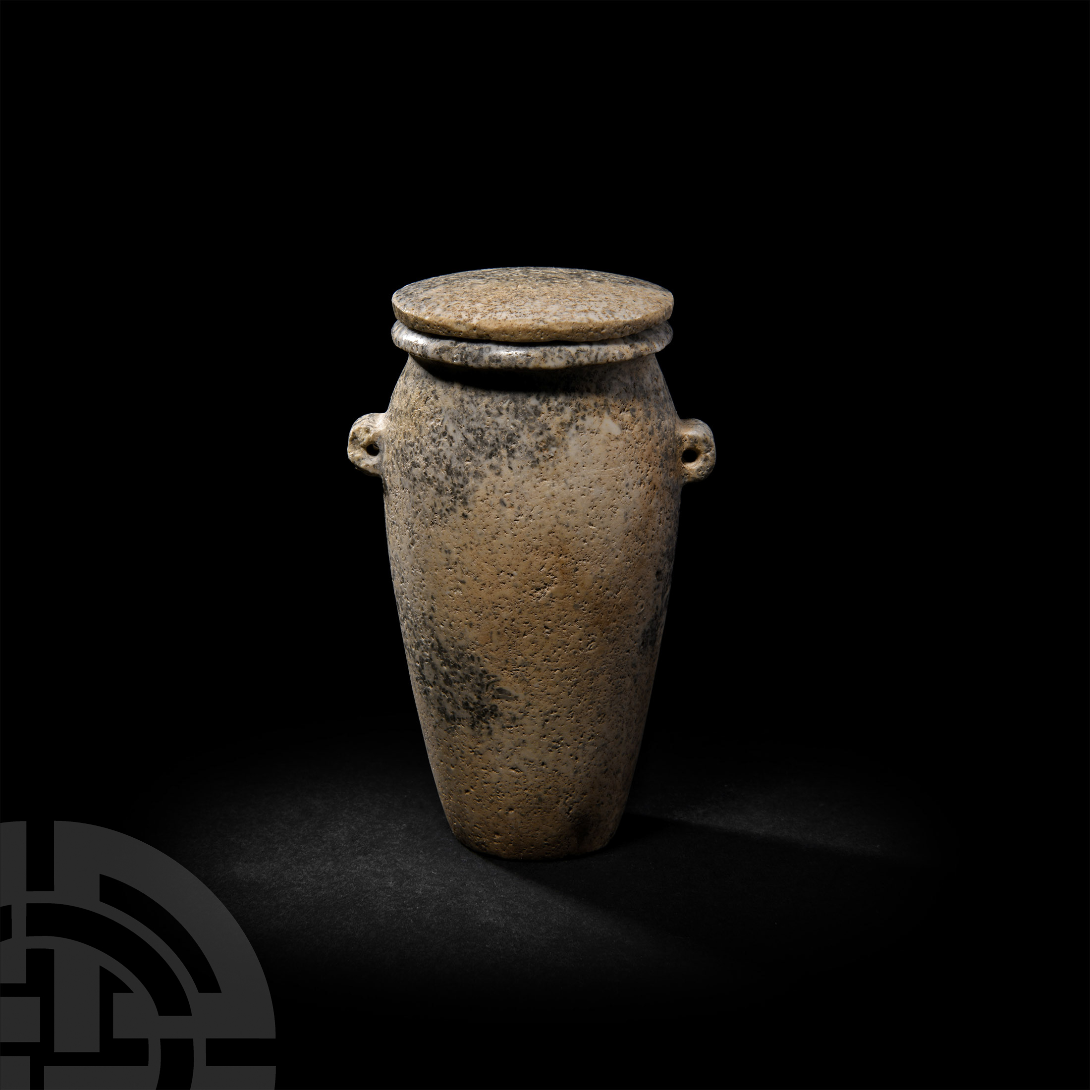 Egyptian Polished Stone Lidded Jar