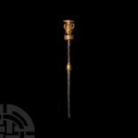 Greek Pin with Gold Amphora Finial