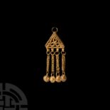 Byzantine Gold Pendant with Drops