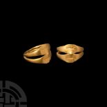 Roman Gold Double Banded Ring with Capricorns