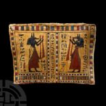 Egyptian Cartonnage Panel with Anubis and Hieroglyphs