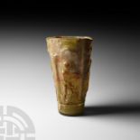 Roman Yellow-Green Glass Mythological Beaker