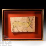 Egyptian Wooden Panel with Sacred Cow Hesat