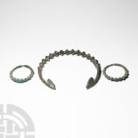 European Celtic Notched Torc with Earring Pair