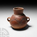 Pre-Columbian Geometric Two-Handled Aryballus