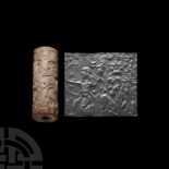 Stone Cylinder Seal with Hunting Scene