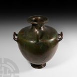 Large Greek Decorated Bronze Hydria