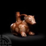 Pre-Columbian Moche Canine Stirrup Vessel