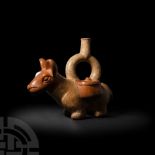 Prehispanic Fine Moche Llama Stirrup Vessel