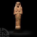 Egyptian Limestone Painted Shabti Inscribed for Ir-nu