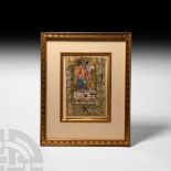 Medieval Illuminated Book of Hours Manuscript Page on Vellum
