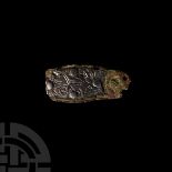 Anglo-Saxon Strap End with Rivetted Silver Plate with Beast Facing Back