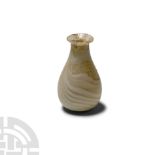 Roman Translucent White Marbled Glass Unguentarium