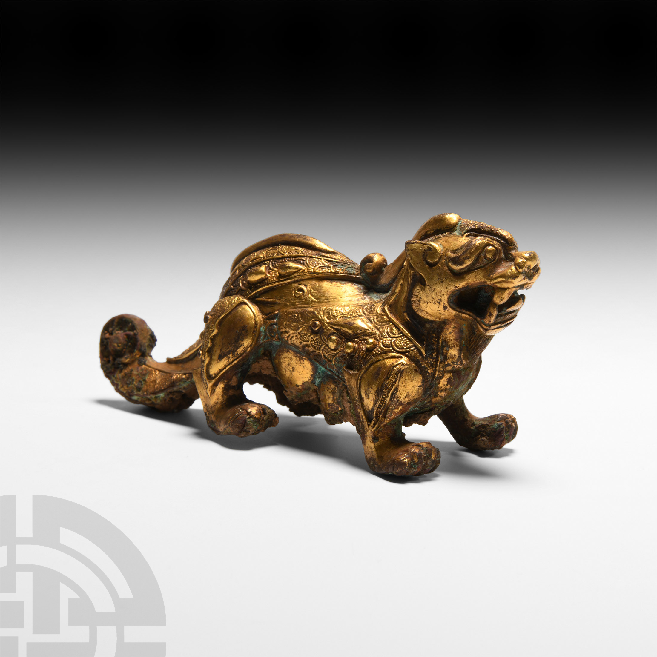 Chinese Han Gilt Bronze Guardian Figure
