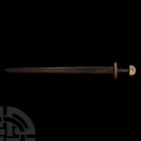 Viking Sword with Copper and Laten Inlaid Hilt
