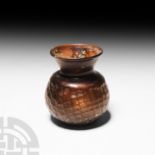 Byzantine Mould Blown Aubergine Glass Jar