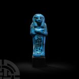 Egyptian Blue Glazed Hieroglyphic Shabti for God's Father of Amun