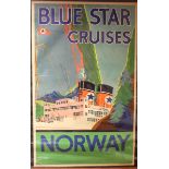 Jarrold (publisher) - 'Blue Star Cruises Norway' (Travel Poster), lithograph, printed by Jarrold &