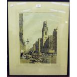 Thomas Shotter Boys - 'St. Dunstans &c. Fleet Street', 19th century lithograph with hand-