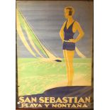 Union Grafica (publisher) - 'San Sebastian Playa y Montana' (Travel Poster), lithograph, printed