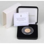 An Elizabeth II Jubilee Mint eight gram gold proof Solomon Islands ten dollars 2021 commemorating