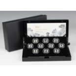 An Elizabeth II Royal Mint 'The Queen's Beasts' quarter-ounce silver proof ten-coin set 2021,