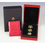 An Elizabeth II East India Company Mint gold three-coin proof set 2020 commemorating the guinea,