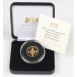 An Elizabeth II Harrington & Byrne Mint quarter-ounce gold proof coin 2021 commemorating the Queen's