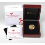 An Elizabeth II Perth Mint Australia quarter-ounce gold proof coin commemorating the 100th