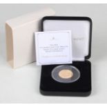 An Elizabeth II Jubilee Mint eight gram gold sovereign proof coin 2021 commemorating St George and