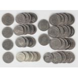 A group of foreign coins, comprising seventeen Switzerland five francs and fourteen two francs, four