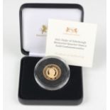 An Elizabeth II Harrington & Byrne Mint quarter-ounce gold proof coin 2021 commemorating the Duke of