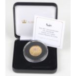 An Elizabeth II Jubilee Mint eight gram gold proof one pound coin 2020 commemorating the 80th