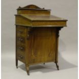 An Edwardian mahogany and boxwood line inlaid Davenport, the right side fitted with drawers,