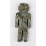 A pre-Columbian Olmec style carved green hardstone figure of a standing male, probably 900-450 BC,