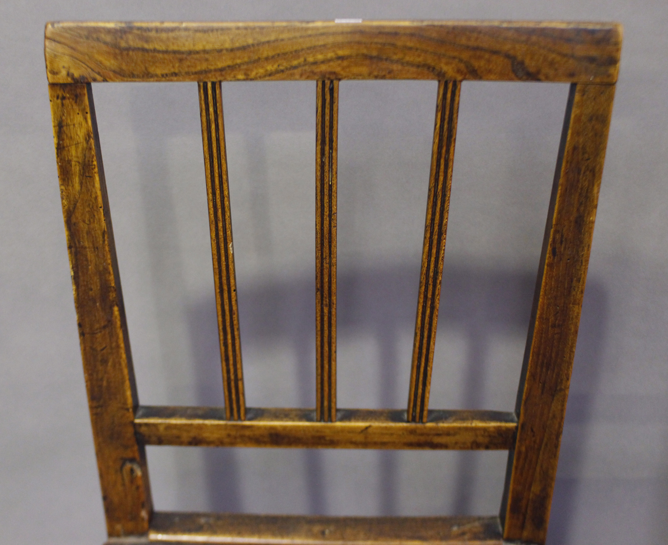 A set of four George III provincial elm rail back dining chairs, height 85cm, width 47cm, depth - Image 13 of 13