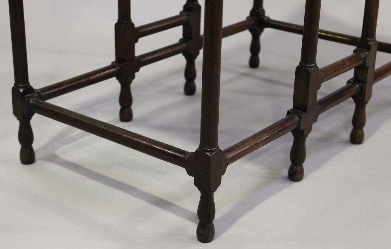 A George III mahogany drop-flap spider-legged occasional table, the rectangular top on turned and - Image 2 of 6